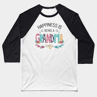 Happiness Is Being A Grandma Wildflowers Valentines Mothers Day Baseball T-Shirt